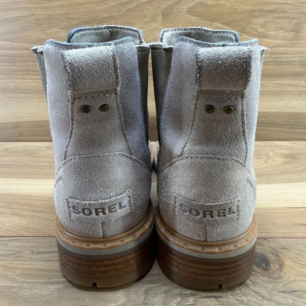 Sorel Lennox Chelsea Boots Womens 7 Beige‎ Suede Studded Waterproof Casual